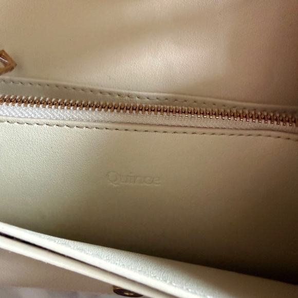 Quince Italian Leather Wallet Crossbody Purse Cream Minimalist Handbag - Picture 9 of 11